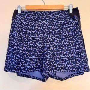 Athleta Brooklyn Printed Shorts Purple and Blue Leopard Print